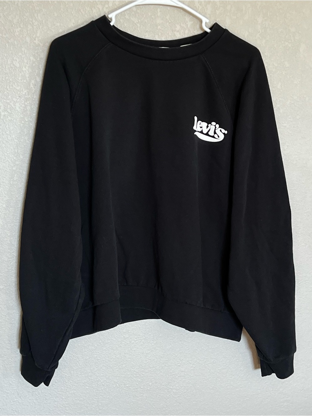 Levi's Oversized Black Crewneck Sweatshirt with White Logo Size XXL